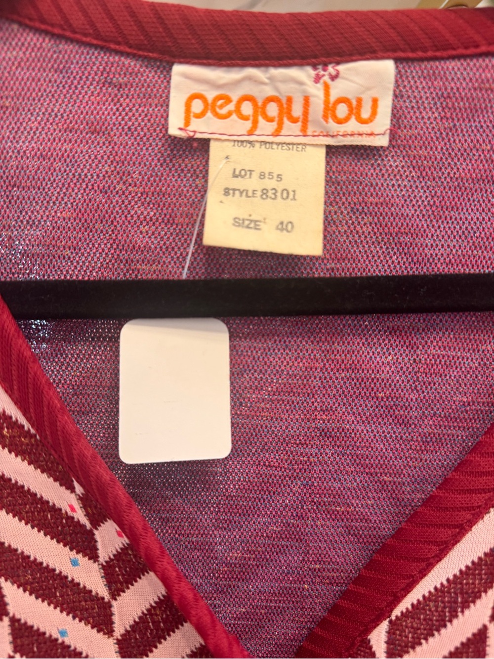 Vintage, Peggy Lou Burgundy & Cream Chevron Knit Vest - Picture 3 of 5